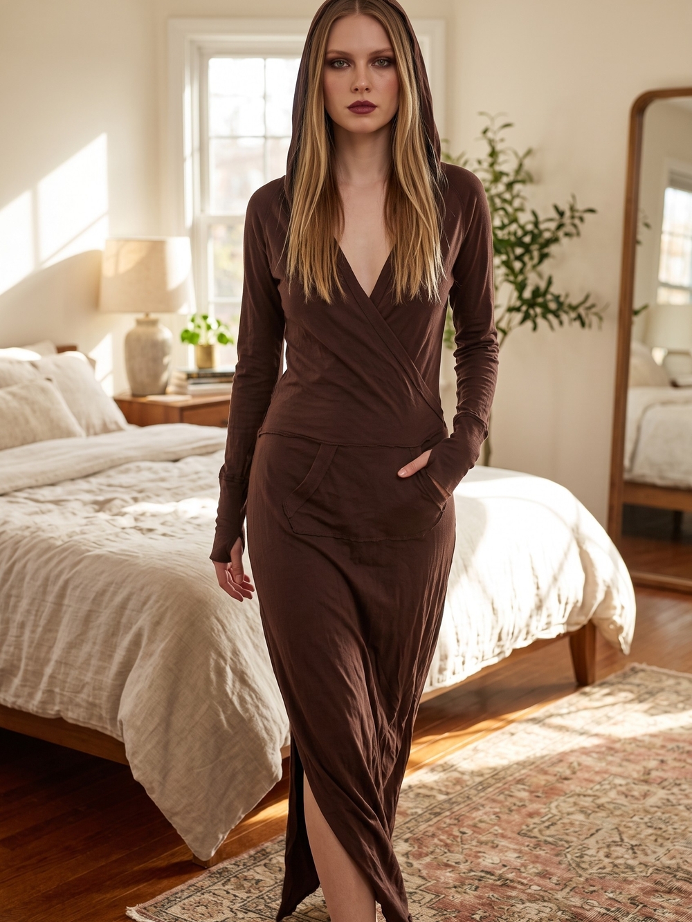 Barefoot Dreams Pima Cotton Hoodie Maxi Dress